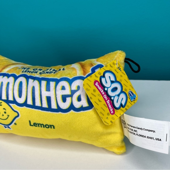 Snacks On Snacks Lemonhead Candy Bag Plush Lemon Head Toy 7” New - Picture 5 of 7